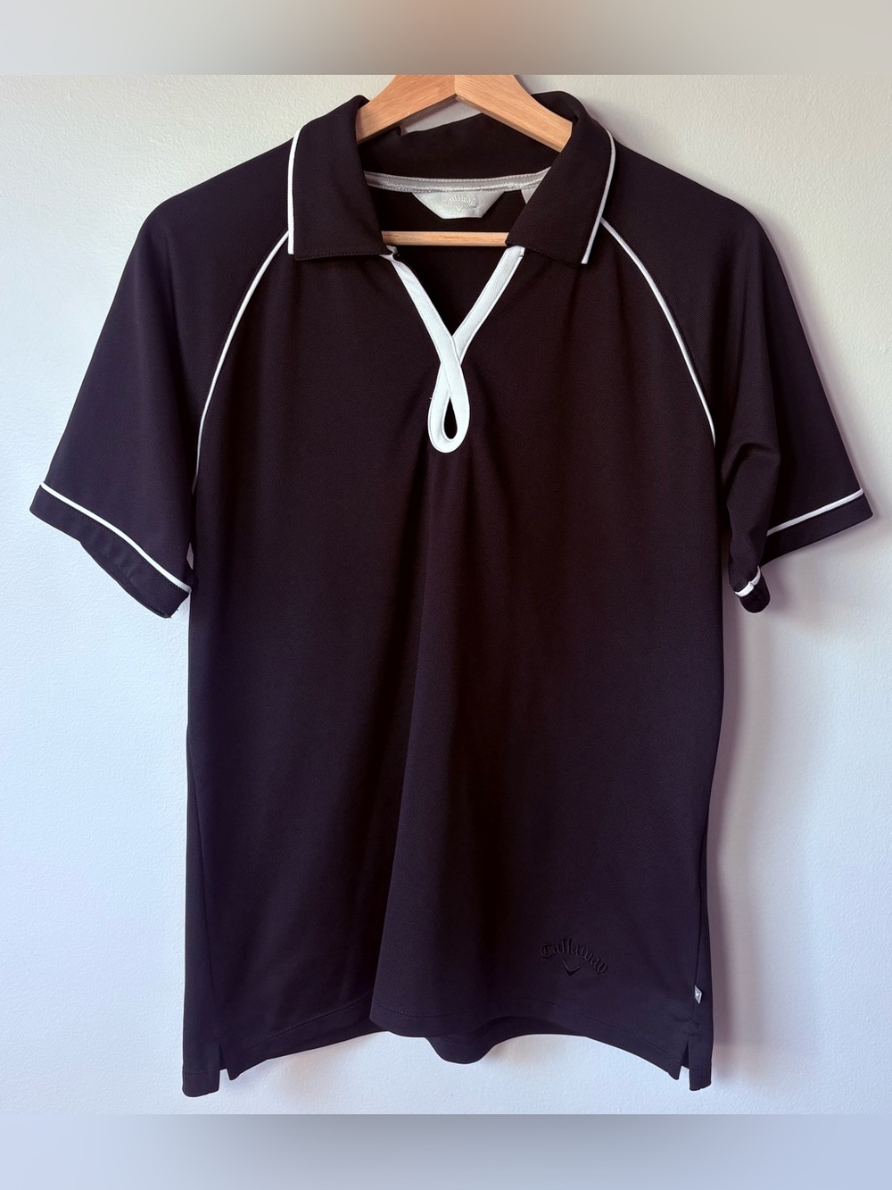Callaway Golf Women's Opti-Dri Polo Shirt Black White Piping Short Sleeve XL